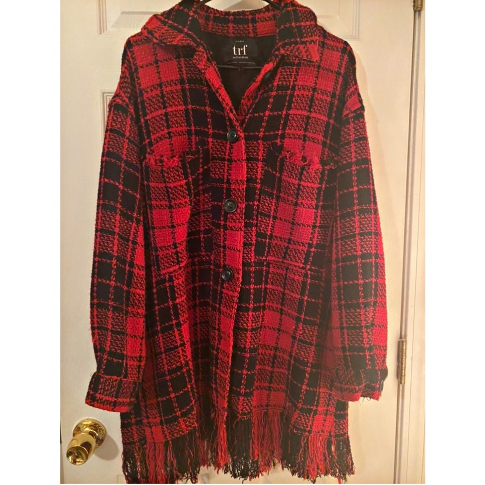 Zara Plaid Fringe Overshirt